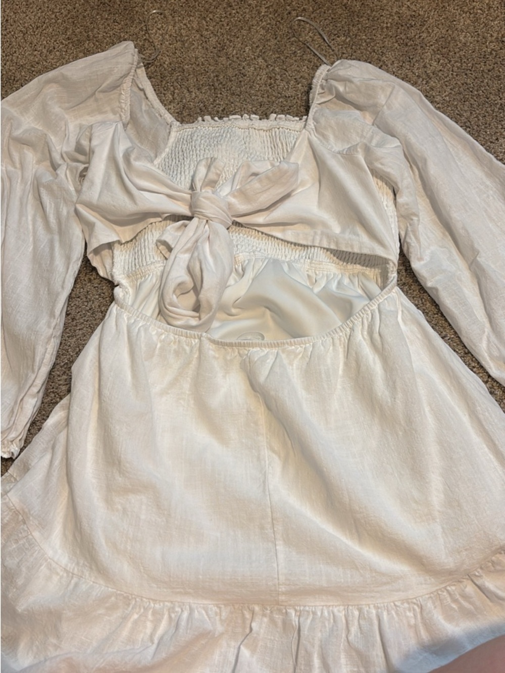 Altar'd State Cream Backless Tie-Front Long Sleeve Dress